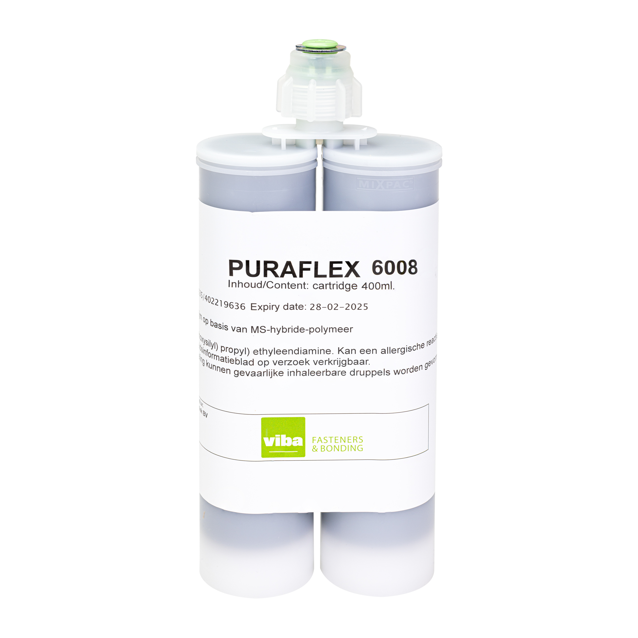 460666008 PURAFLEX 6008 ZWART 400 ML SIDE-BY-SIDE CARTRIDGE INCL. MENGBUIS #
